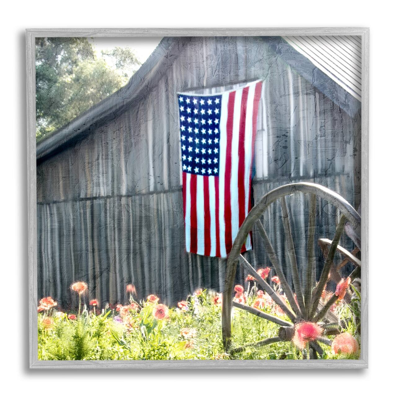 Stupell Industries Americana Barn Floral Farmland Framed Giclee Art